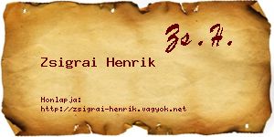 Zsigrai Henrik névjegykártya